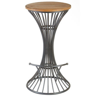 New Foundry Elm Wood & Metal Bar Stool