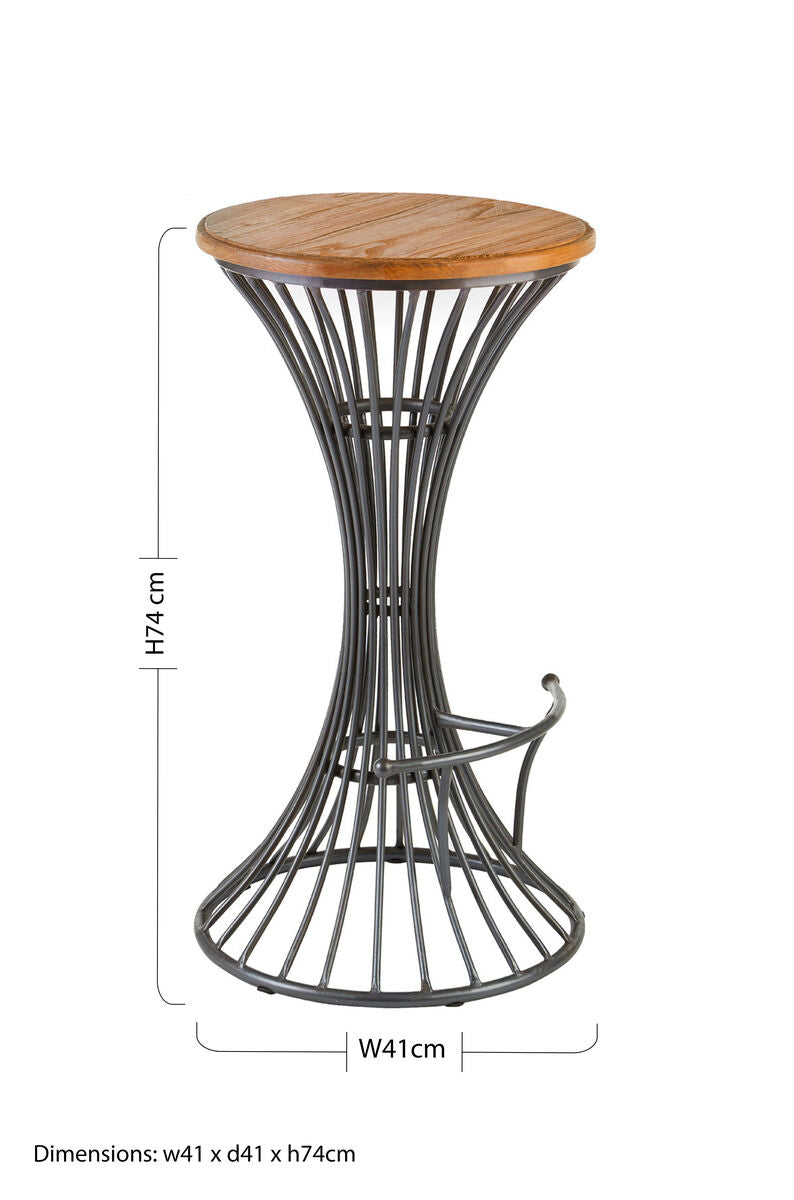 New Foundry Elm Wood & Metal Bar Stool
