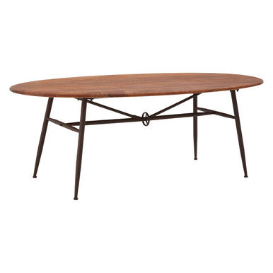 Black & Natural Wooden Oval Table With Metal Legs, New Foundry