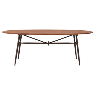 Black & Natural Wooden Oval Table With Metal Legs, New Foundry