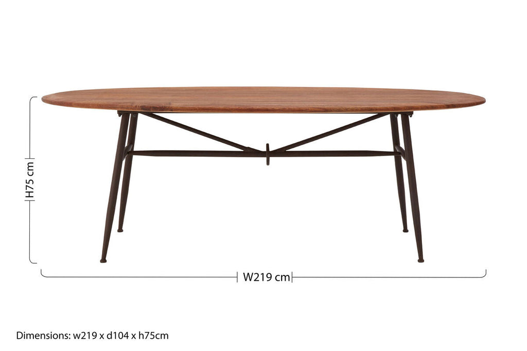 Black & Natural Wooden Oval Table With Metal Legs, New Foundry