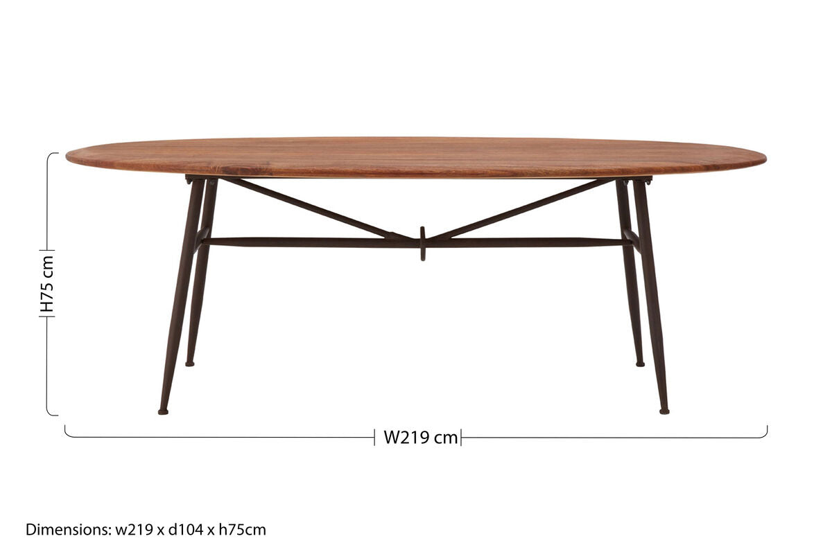 Black & Natural Wooden Oval Table With Metal Legs, New Foundry