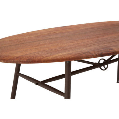 Black & Natural Wooden Oval Table With Metal Legs, New Foundry