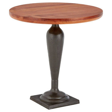 Brown Metal Base & Wooden Top Round Side Table, New Foundry