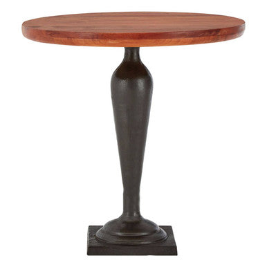 Brown Metal Base & Wooden Top Round Side Table, New Foundry