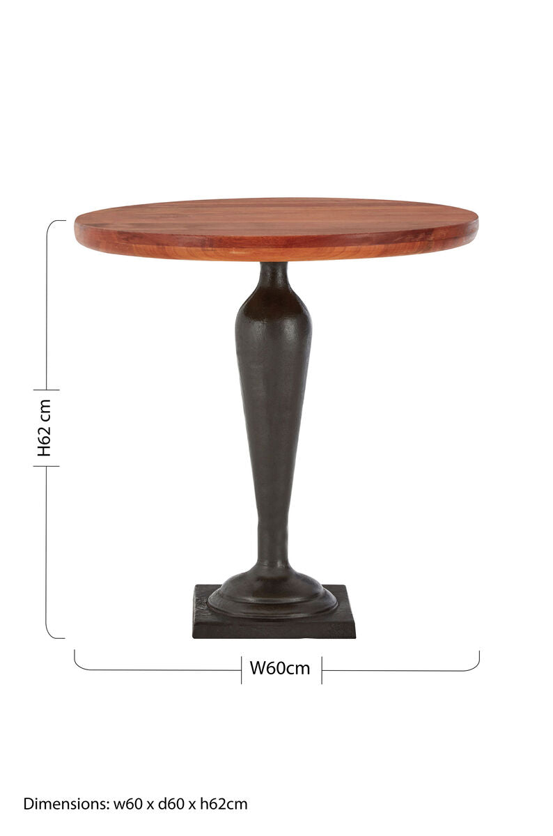 Brown Metal Base & Wooden Top Round Side Table, New Foundry