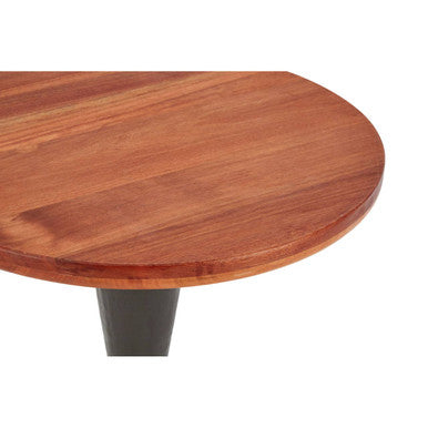 Brown Metal Base & Wooden Top Round Side Table, New Foundry