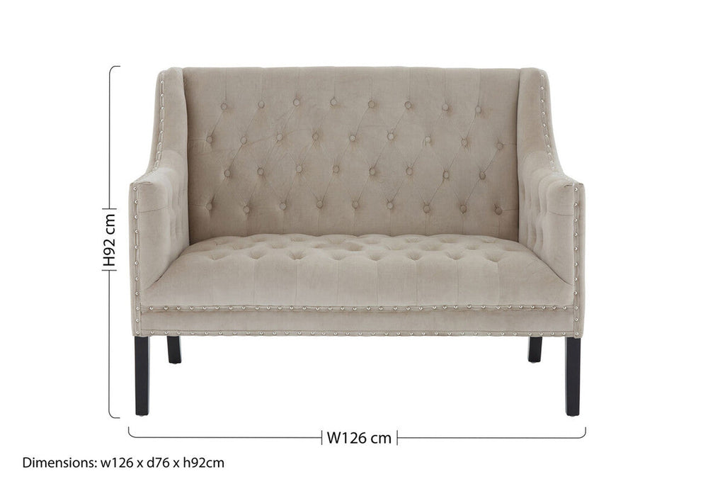2 Seat Camel Velvet Sofa, Regent Park