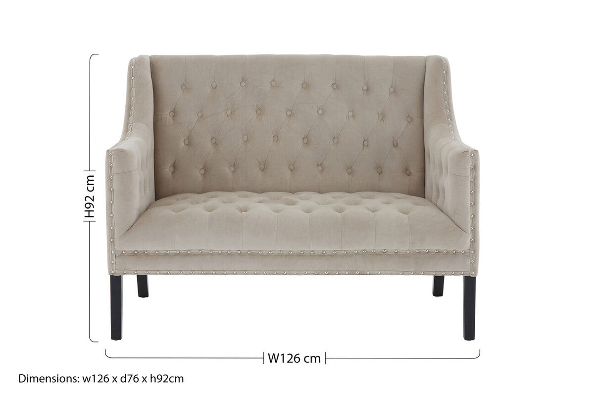 2 Seat Camel Velvet Sofa, Regent Park
