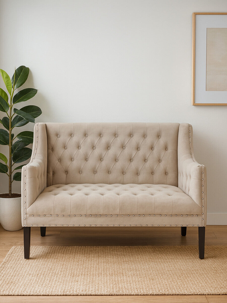 2 Seat Camel Velvet Sofa, Regent Park