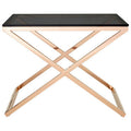 Tempered Glass Top & Steel Criss Cross Frame End Table, Montril
