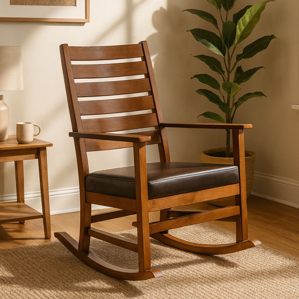 Relax Brown Leather Rocking Chair
