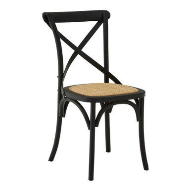 Lyon Black Oak Wood & Rattan Dining Chair
