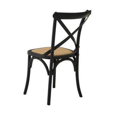 Lyon Black Oak Wood & Rattan Dining Chair