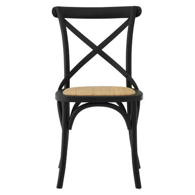 Lyon Black Oak Wood & Rattan Dining Chair
