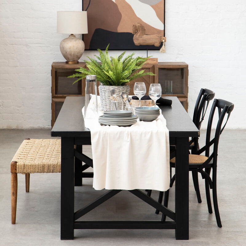 Lyon Black Oak Wood & Rattan Dining Chair