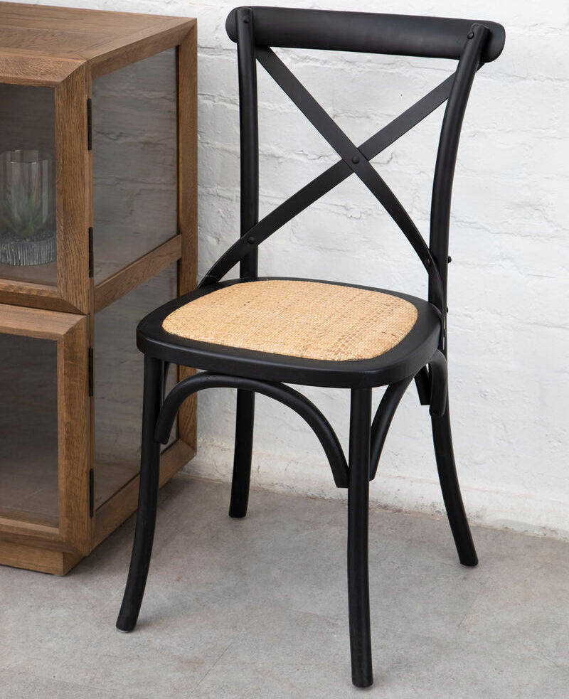 Lyon Black Oak Wood & Rattan Dining Chair