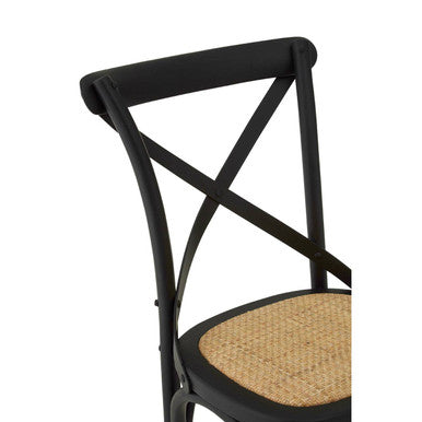 Lyon Black Oak Wood & Rattan Dining Chair