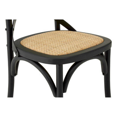 Lyon Black Oak Wood & Rattan Dining Chair