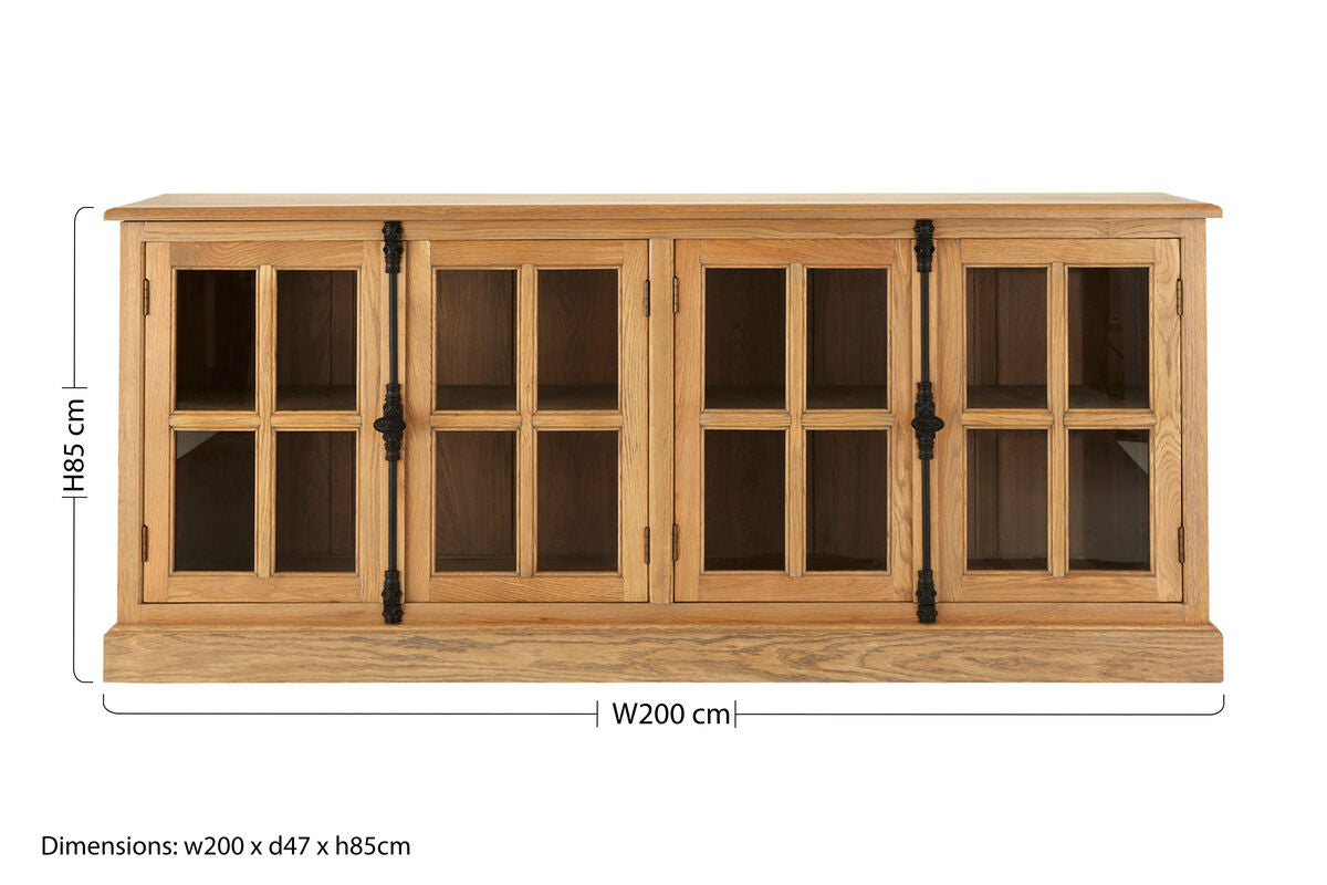 Lyon Oak Wood Sideboard With Washed Grey