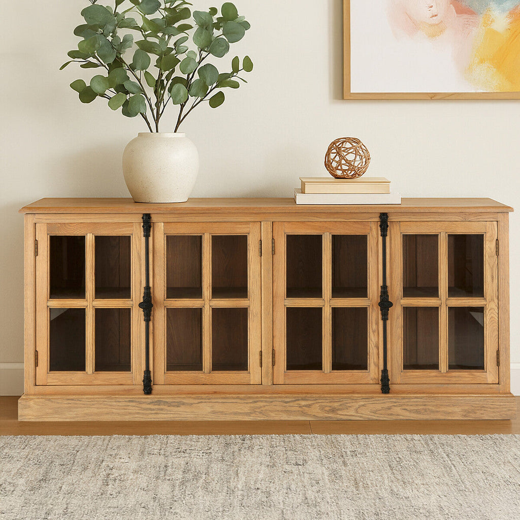 Lyon Oak Wood Sideboard With Washed Grey