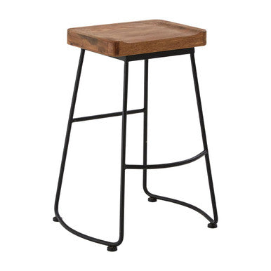 Lyon Weathered Oak Wood & Metal Bar Stool