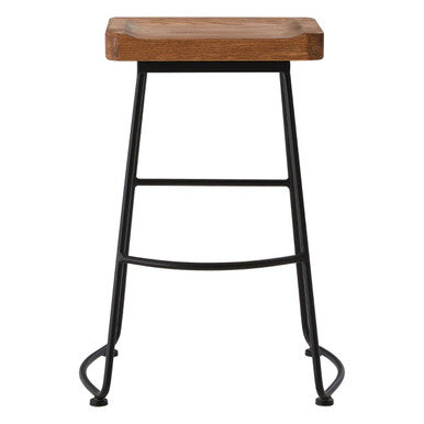 Lyon Weathered Oak Wood & Metal Bar Stool