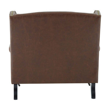 Fulham Brown Leather Wing Armchair