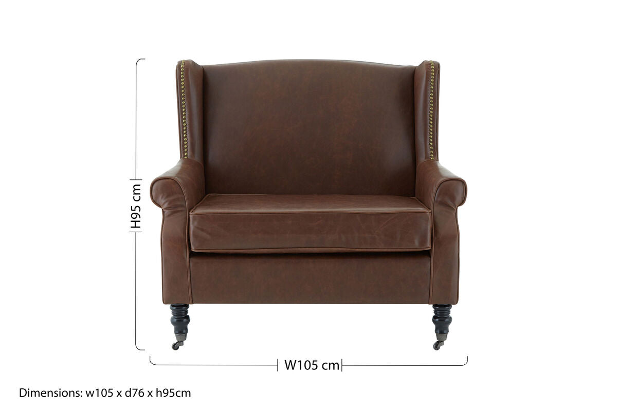 Fulham Brown Leather Wing Armchair