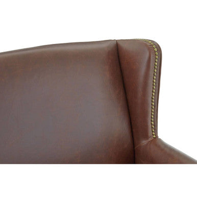 Fulham Brown Leather Wing Armchair