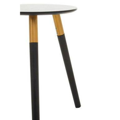 Black Oak Veneer Wooden Top Side Table With Gold Trim & Angled Legs, Nostra