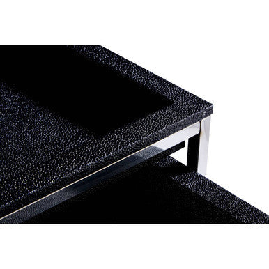 Nest Of 2 Shark Skin Top Nesting Tables With Stainless Steel Frame, Pacific