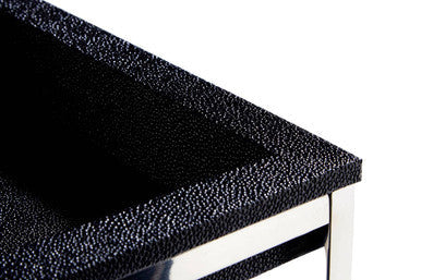 Nest Of 2 Shark Skin Top Nesting Tables With Stainless Steel Frame, Pacific