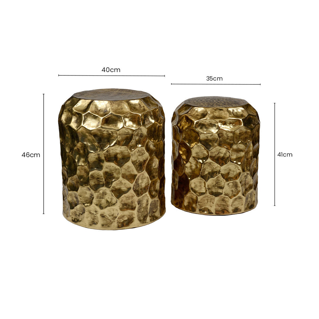 Templar Textured Antique Brass Set Of 2 Side Tables