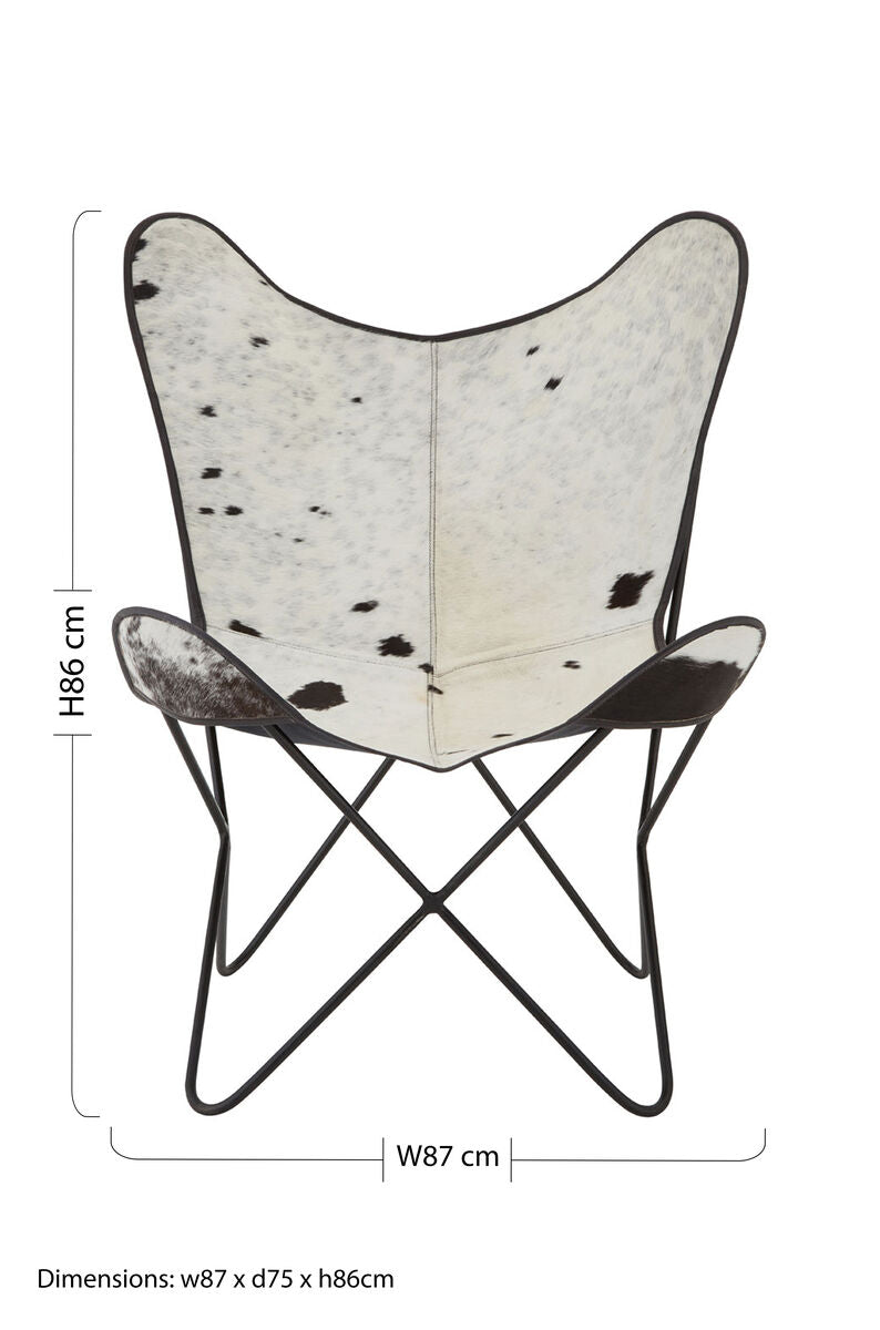 Buffalo Black & White Cowhide Butterfly Chair