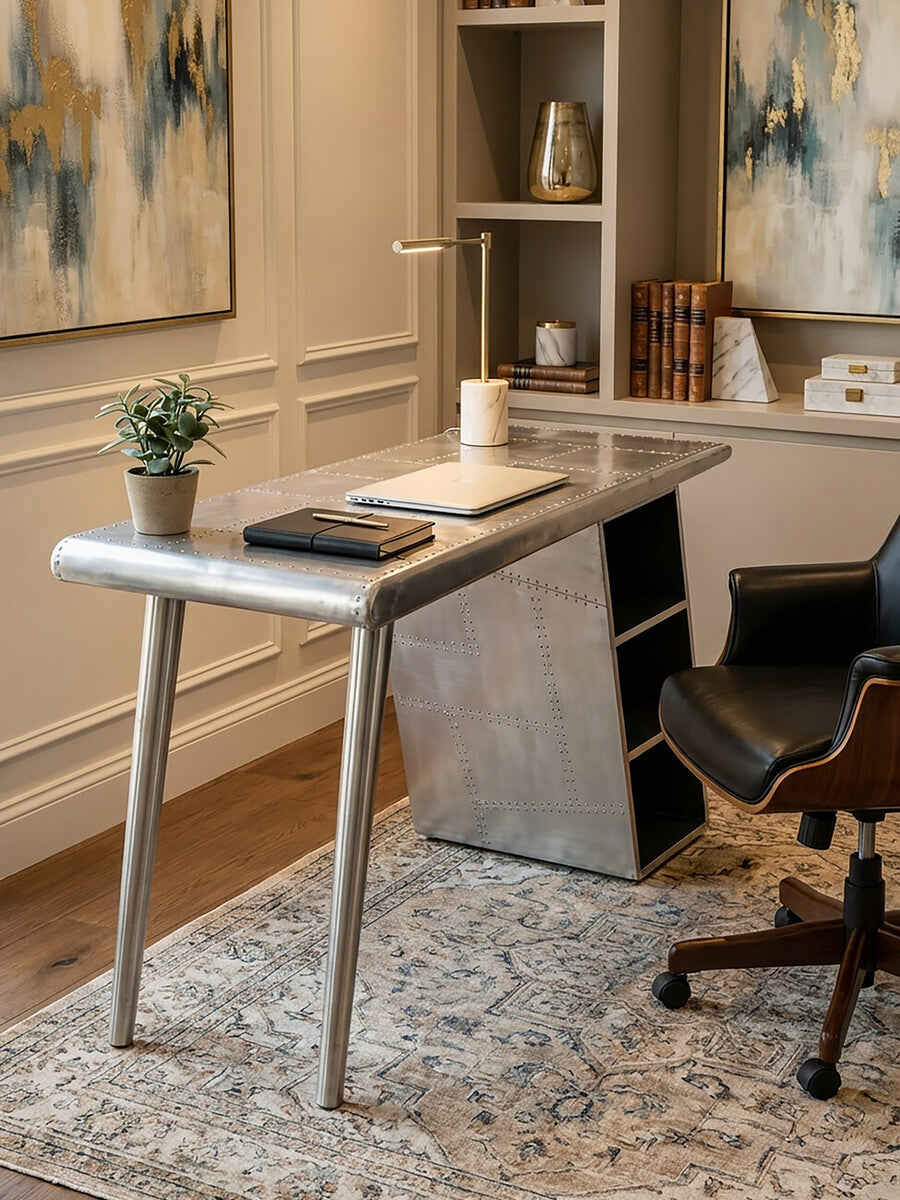 Avro Steel White Contemporary Desk