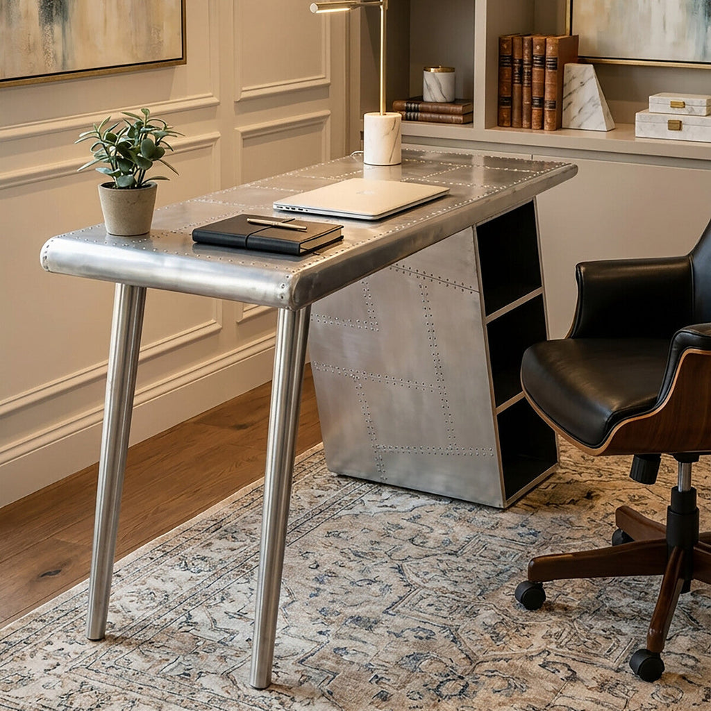 Avro Steel White Contemporary Desk