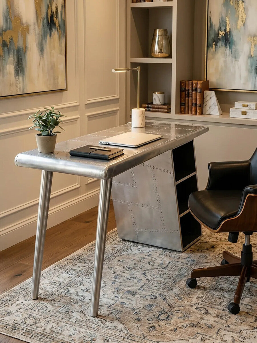 Avro Steel White Contemporary Desk