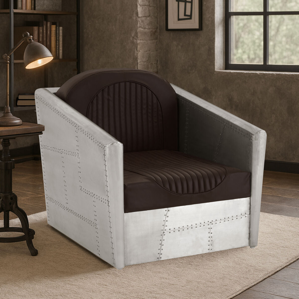 Avro Silver Industrial Armchair