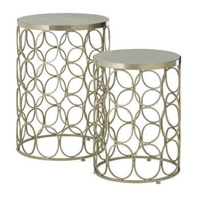 Templar Marble & Nickel Set Of 2 Side Tables