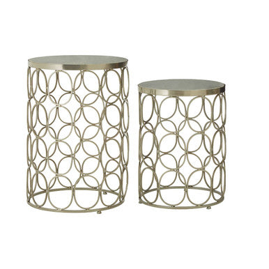 Templar Marble & Nickel Set Of 2 Side Tables