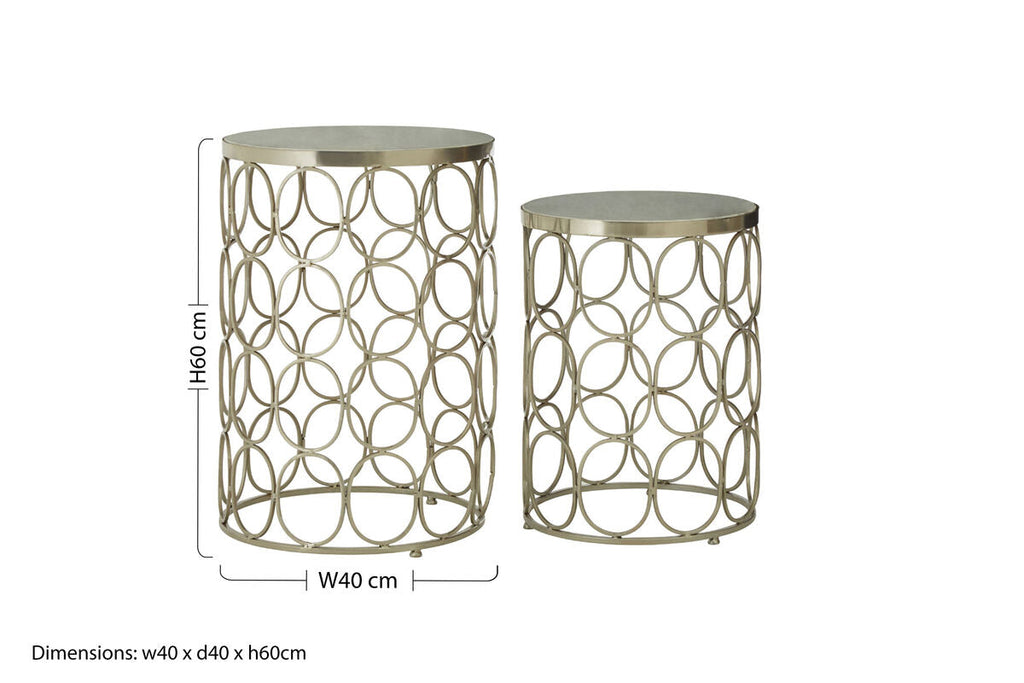 Templar Marble & Nickel Set Of 2 Side Tables