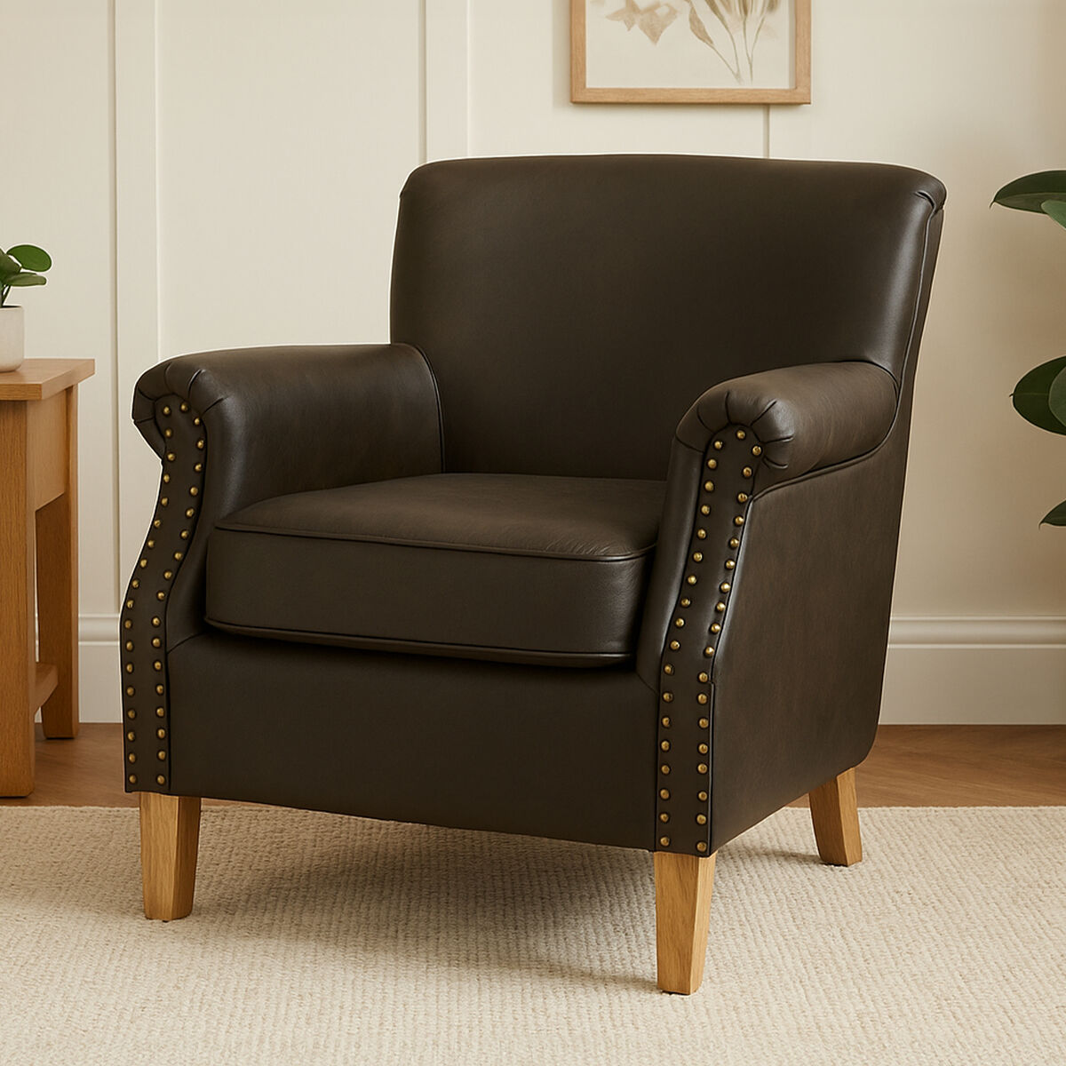 Trinity Brown Leather Armchair