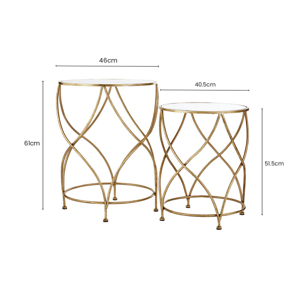 Marcia Mirrored Top Side Tables