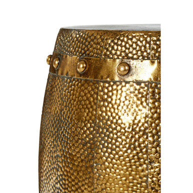 Reza Set Of 2 Hammered Drum Stools & Tables