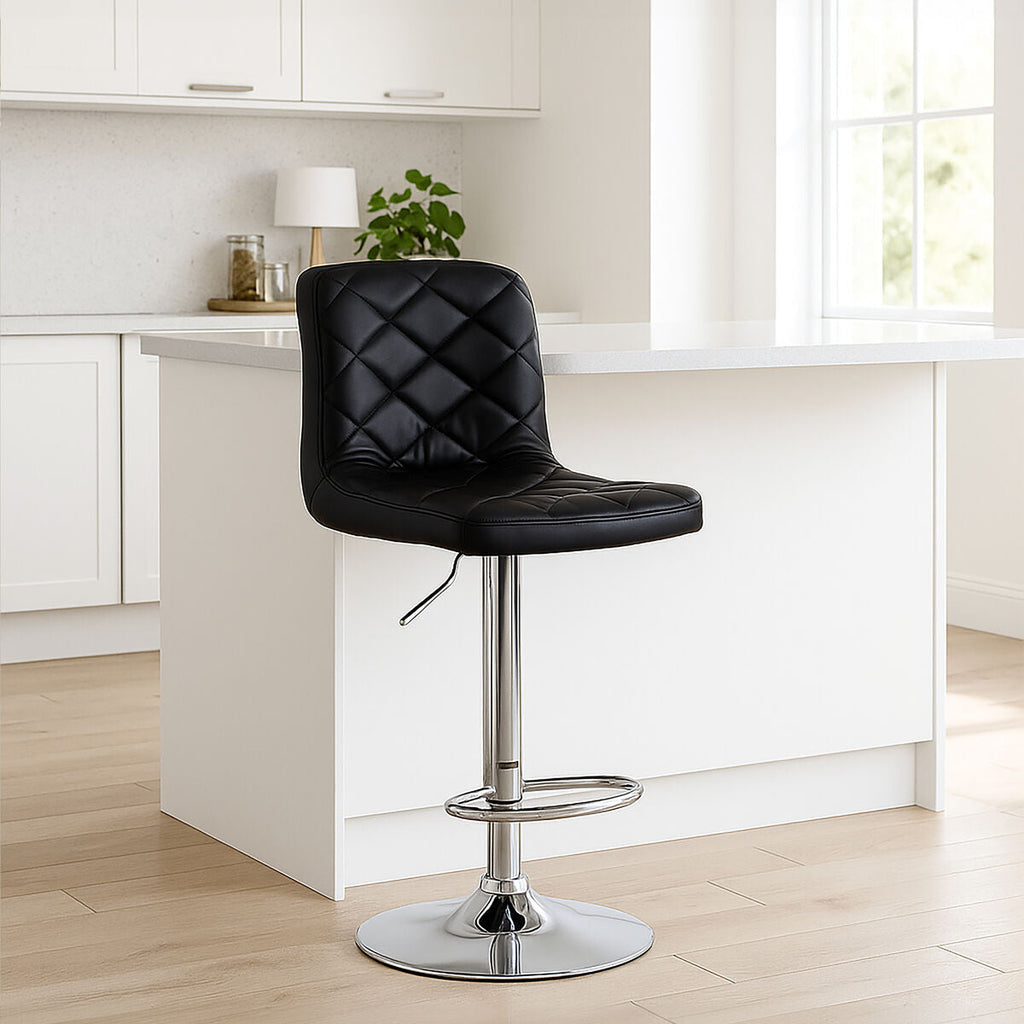 Tara Black Leather Bar Chair