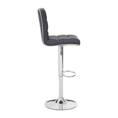 Tavor Grey Leather Bar Chair