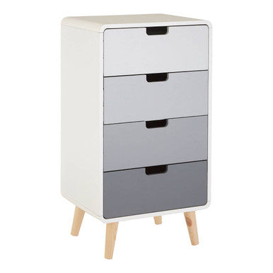 Milo 4 Drawer Rubberwood Grey Contemporary Cabinet