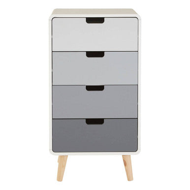 Milo 4 Drawer Rubberwood Grey Contemporary Cabinet