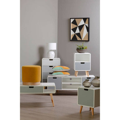 Milo 4 Drawer Rubberwood Grey Contemporary Cabinet
